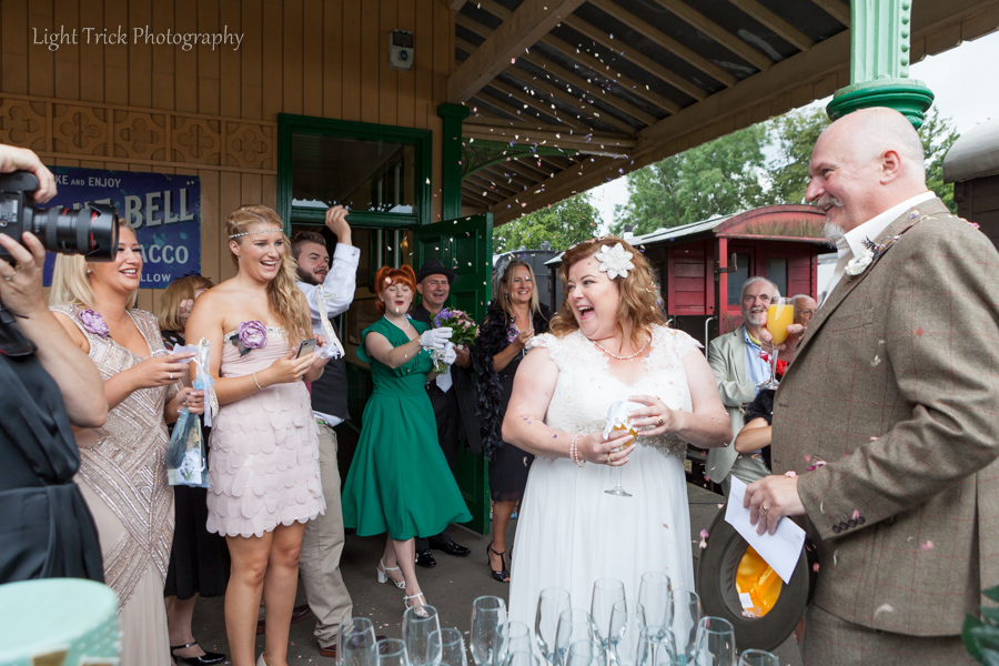 confetti shot at Bluebell Railway platform
